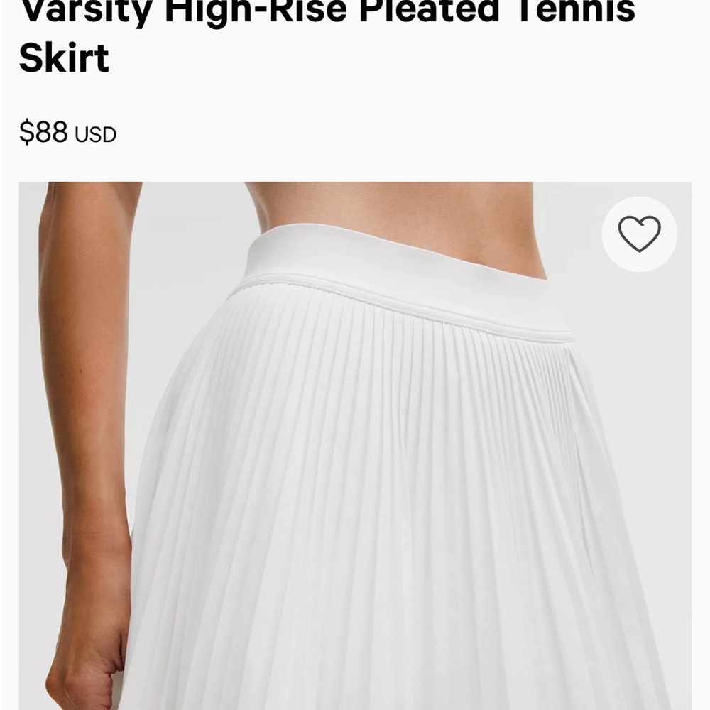 lululemon high varsity White Pleated Skirt 8